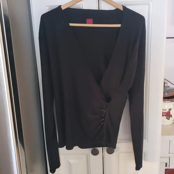 212 Collection Faux Wrap Nylon Blend Sweater - Picture 1 of 7